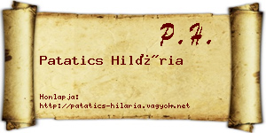 Patatics Hilária névjegykártya